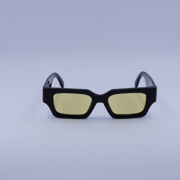 Palm Angels PERI086 HYDE 1018 Sunglasses Black Rectangle Frame, Yellow Lenses - Picture 3 of 11